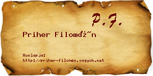 Priher Filomén névjegykártya
